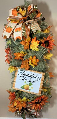 Thankful and Blessed Fall Swag for Front Door - image1